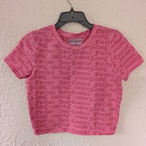 Juicy Couture Pink Logo Crop Top T-shirt Women's Size Large